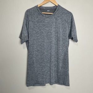 Uniqlo Quick Dry Short Sleeve Crew Neck Exercise Shirt Gray XL